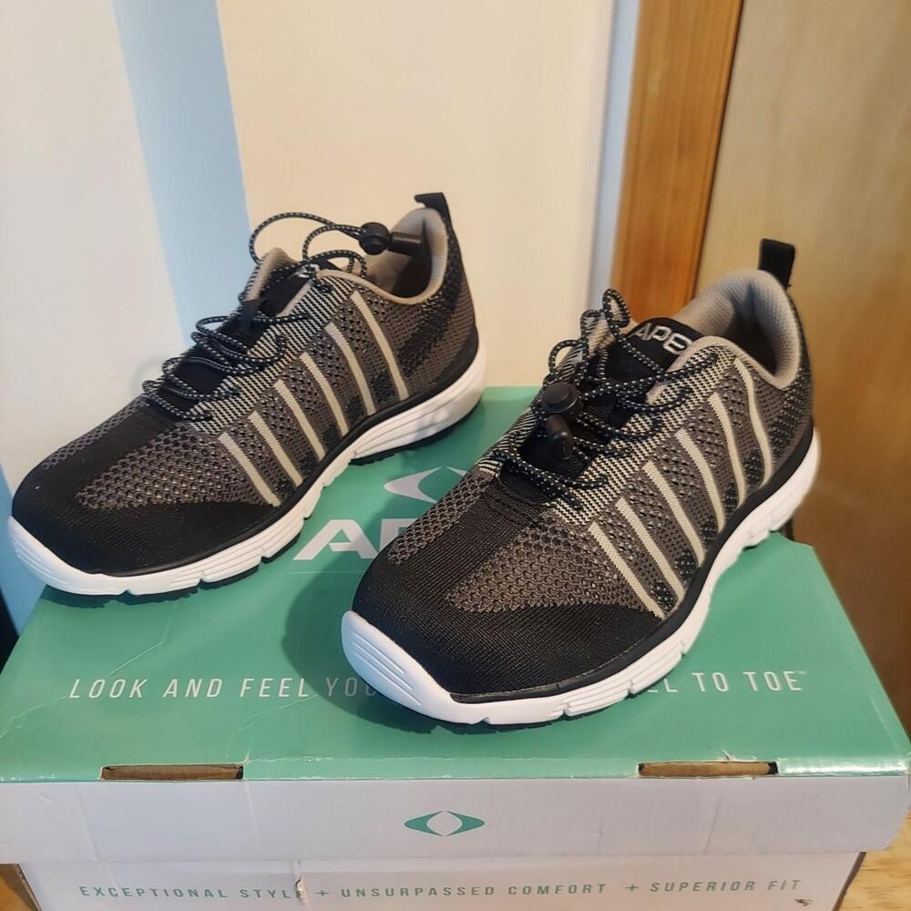 Apex Bolt A7000 Men's US 7 X-Wide Black Knit Lace Up Running Sneaker Shoes NWOT